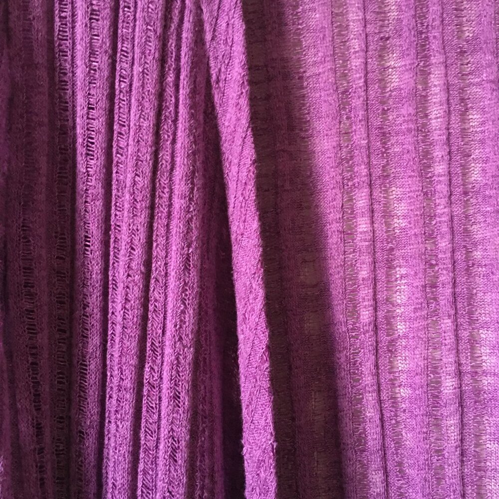 TanJay Purple Ribbed Mesh Knit Open Waterfall Cardigan Large - Picture 5 of 11